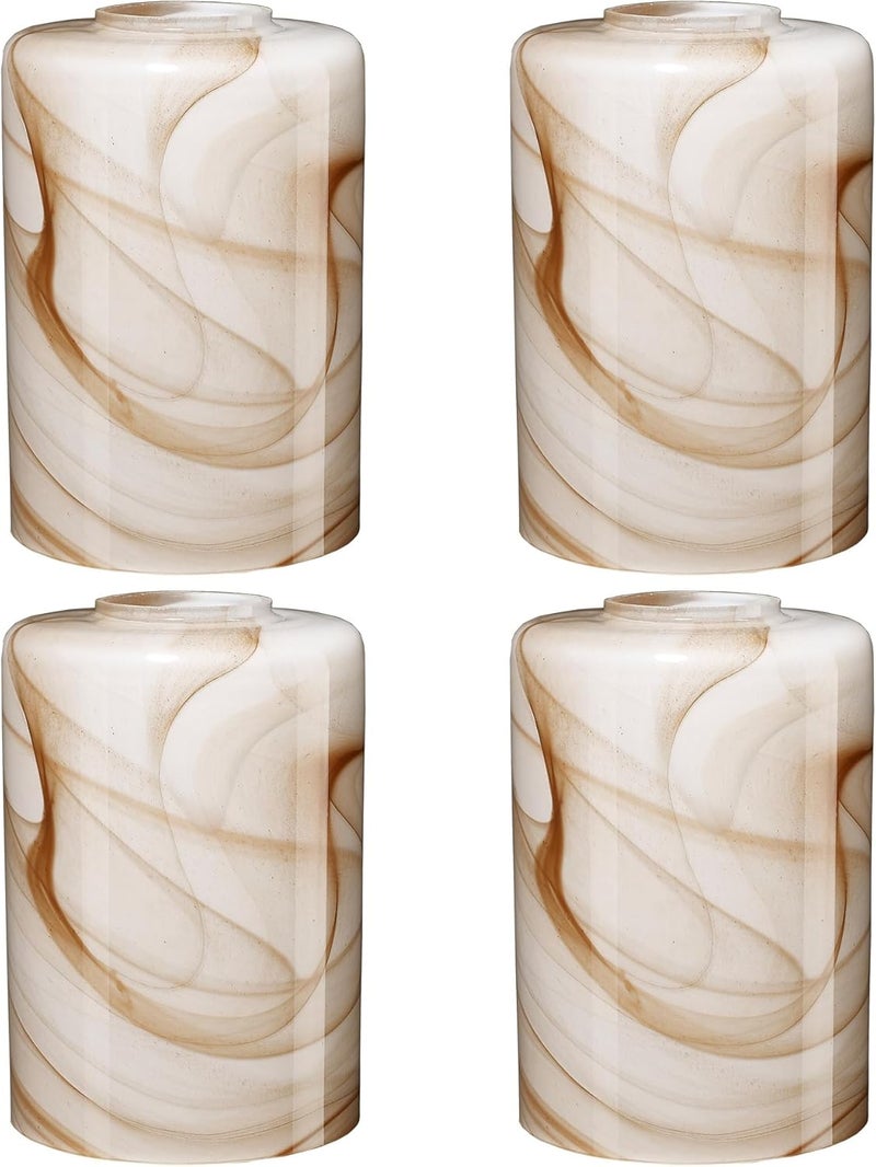 karyfine 3Packs Cylinder Glass LampShade for Wall Sconce Mini Pendant Ceiling Fan Light 1.65in fitter Art Glass Light Cover Replacement Fixture for bathroom,Table Lamp kitchen Chandelier (Brown Marble-4P) - Image 1
